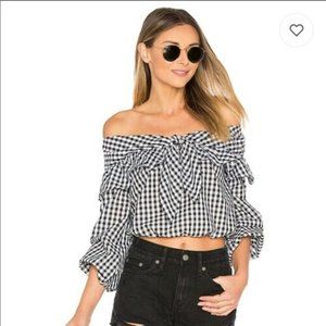 Lovers + Friends Rebecca Gingham Off Shoulder Top